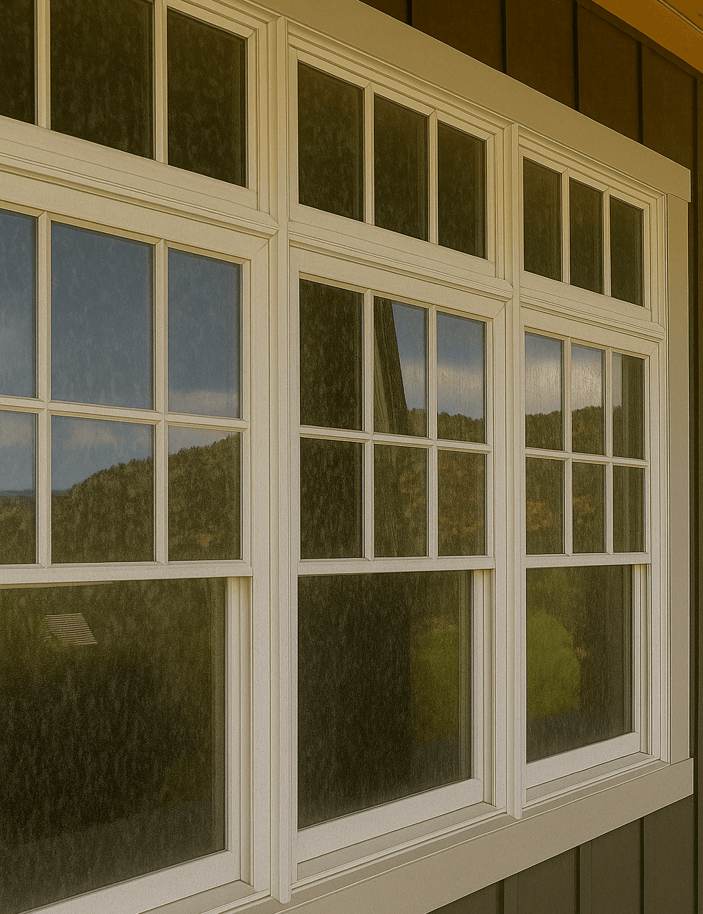 Dirty window with hard-water spotting